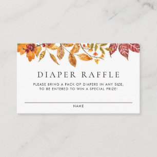 Watercolor Autumn Leaves Garland Diaper Raffle Enclosure Card