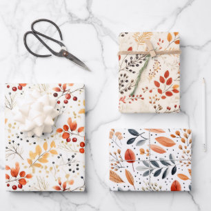 Watercolor Autumn Leaves - Gentle Fall Elegance Wrapping Paper Sheet