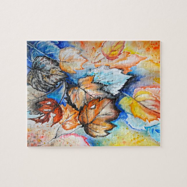 Watercolor - Autumn Leaves Jigsaw Puzzle (Horizontal)