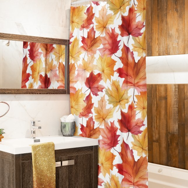 Watercolor Autumn Leaves Leaf  Shower Curtain (Creator Uploaded)