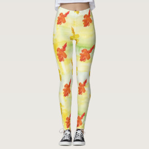 watercolor autumn leaves leggings