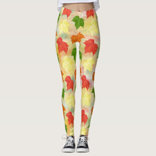 watercolor autumn leaves leggings