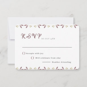Watercolor Autumn Leaves Line Wedding RSVP Card