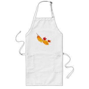 Watercolor Autumn Leaves Long Apron