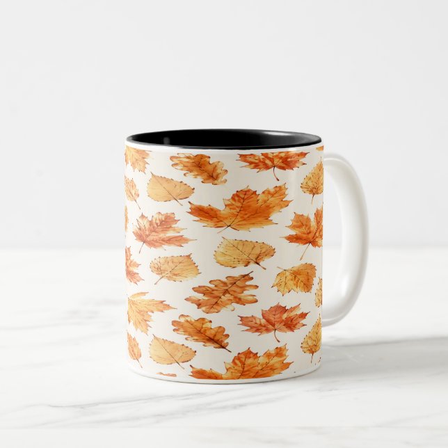 Watercolor Autumn Leaves Mug (Front Right)