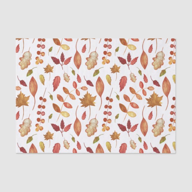Watercolor Autumn Leaves Nature  Tissue Paper (Front)