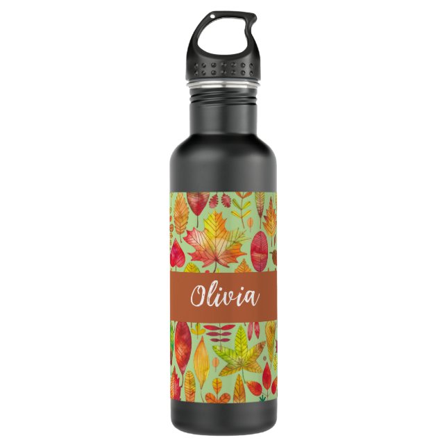 Watercolor Autumn Leaves Personalised   710 Ml Water Bottle (Front)