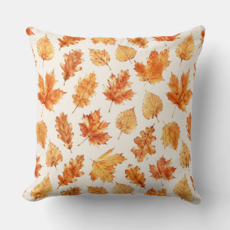 Watercolor Autumn Leaves Pillow