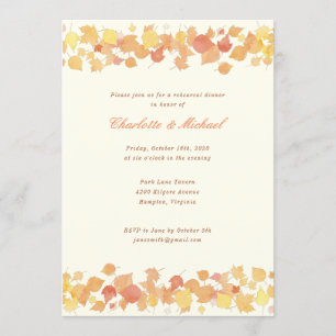 Watercolor Autumn Leaves Rehearsal Dinner Invite