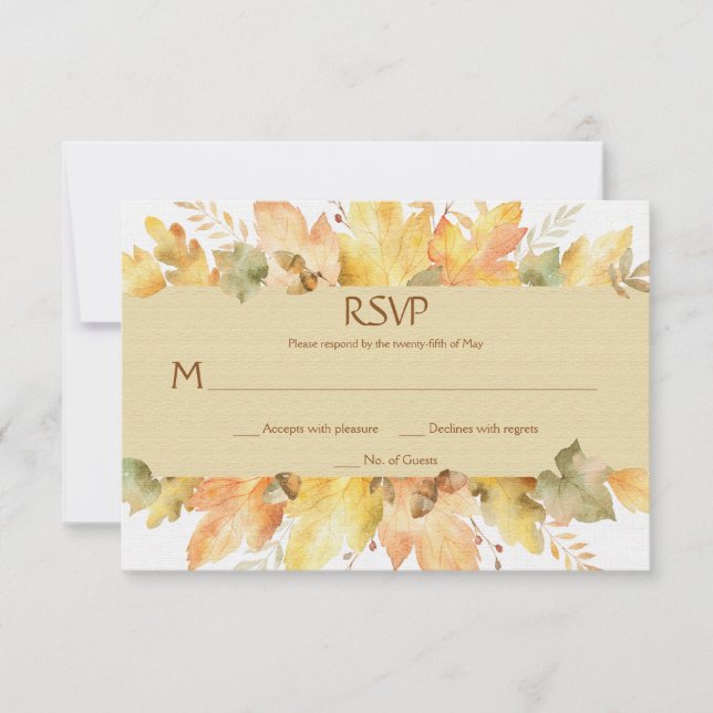 Watercolor Autumn Leaves RSVP 1 | (Front)