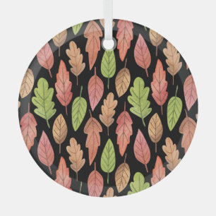 Watercolor autumn leaves: seamless pattern glass tree decoration