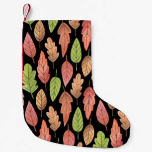 Watercolor autumn leaves: seamless pattern small christmas stocking