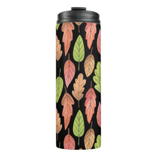 Watercolor autumn leaves: seamless pattern thermal tumbler