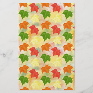 watercolor autumn leaves stationery