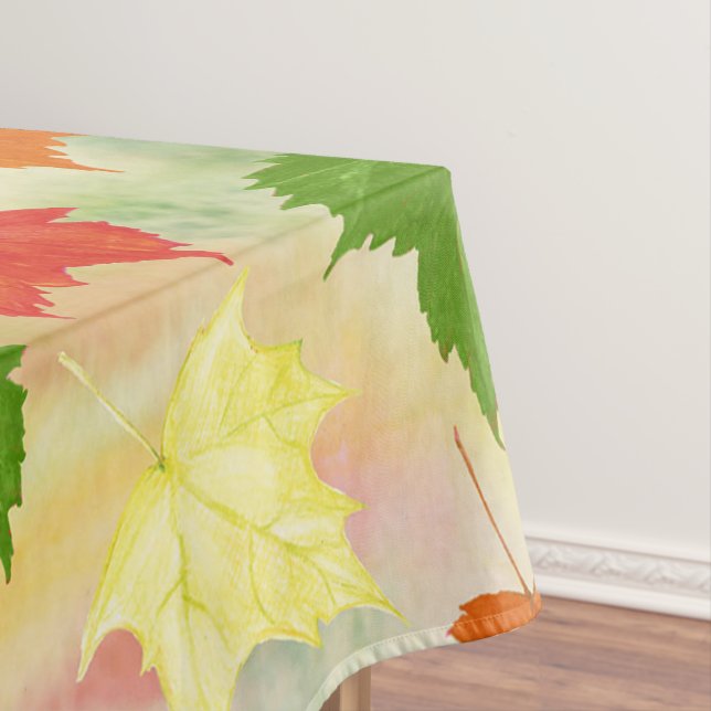 watercolor autumn leaves tablecloth (In Situ)