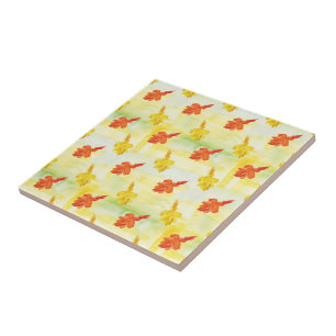 watercolor autumn leaves tile