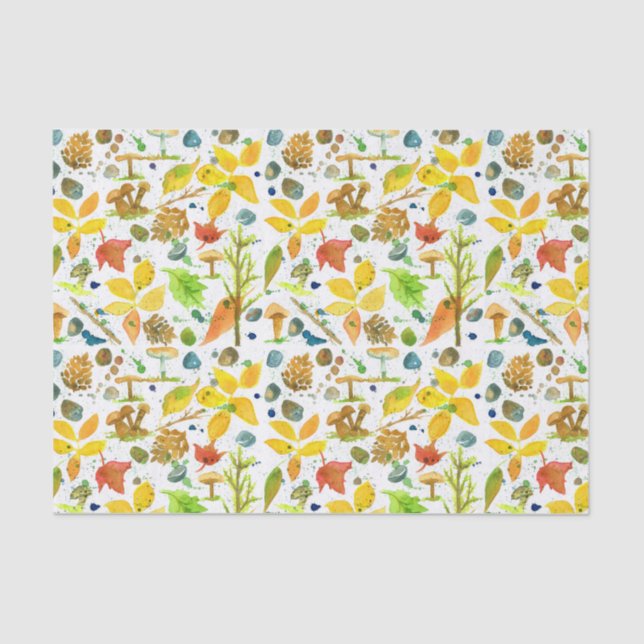 Watercolor Autumn Leaves Tissue Paper (Front)