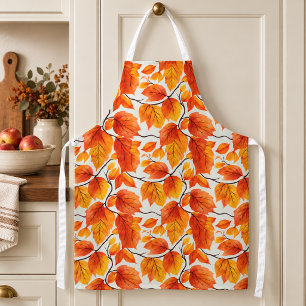 Watercolor Autumn Leaves – Vibrant Fall Foliage Apron
