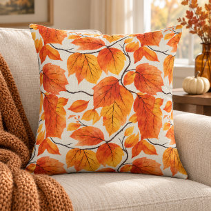 Watercolor Autumn Leaves – Vibrant Fall Foliage Cushion