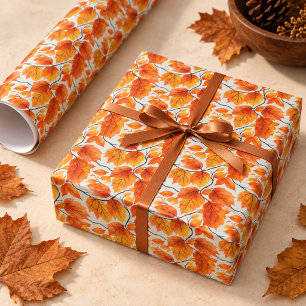 Watercolor Autumn Leaves – Vibrant Fall Foliage Wrapping Paper