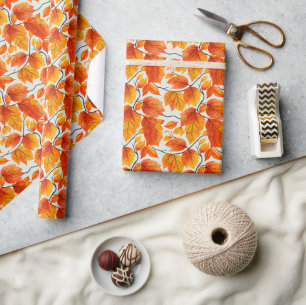 Watercolor Autumn Leaves – Vibrant Fall Foliage Wrapping Paper