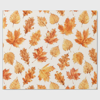Watercolor Autumn Leaves Wrap Wrapping Paper