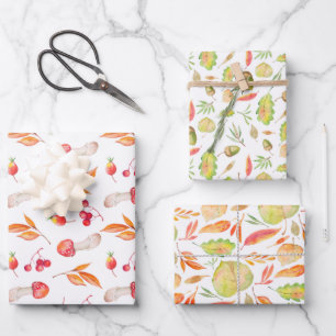 Watercolor autumn leaves wrapping paper sheet