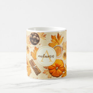 Watercolor Autumn Magic Vintage Scents Monogram Coffee Mug
