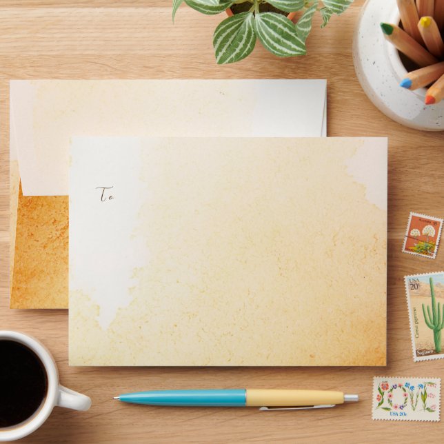 Watercolor Autumn Maple Leaf Wedding Envelope (Desk)