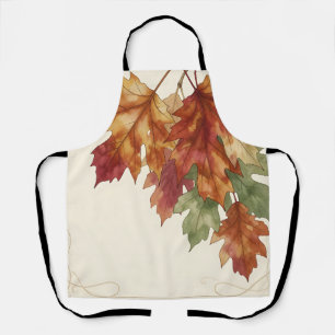 Watercolor Autumn Maple Leaves Elegant Apron
