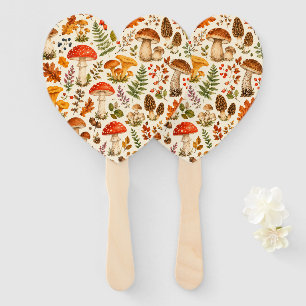 Watercolor Autumn Mushroom Pattern Hand Fan
