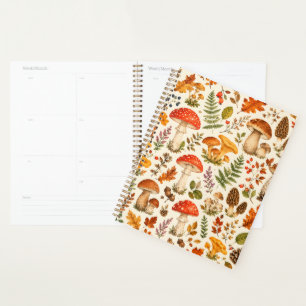 Watercolor Autumn Mushroom Pattern Planner