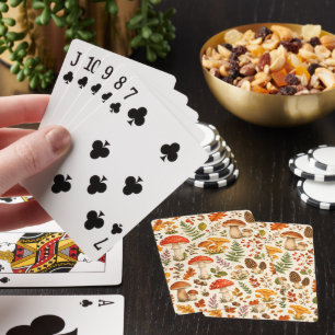 Watercolor Autumn Mushroom Pattern Playing Cards