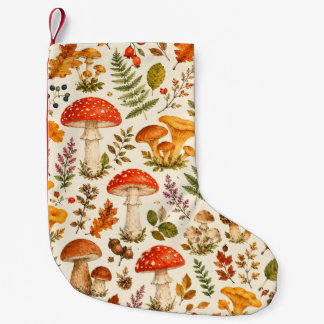 Watercolor Autumn Mushroom Pattern Small Christmas Stocking