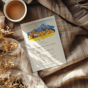 Watercolor Autumn Nature Inspired Wedding Invitation