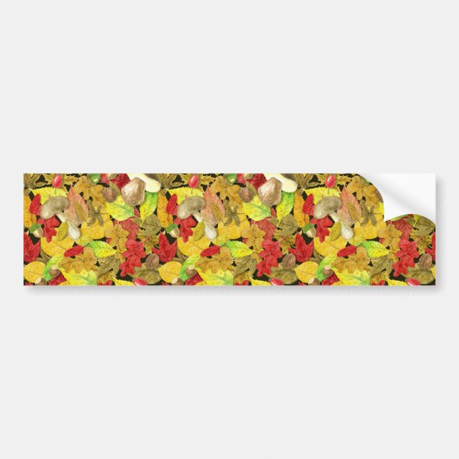 Watercolor autumn pattern bumper sticker (Front)
