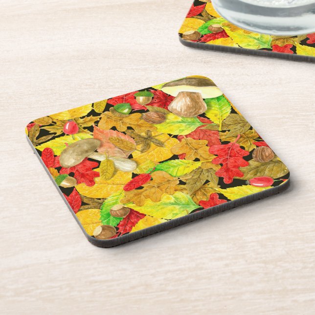 Watercolor autumn pattern coaster (Left Side)