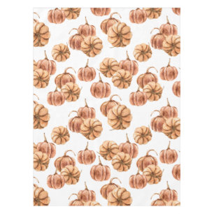 Watercolor Autumn Pattern in Soft Orange Tones Tablecloth