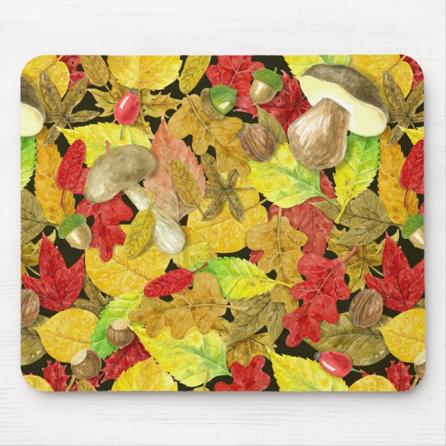Watercolor autumn pattern mouse mat (Front)