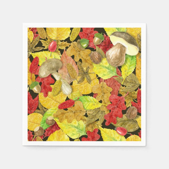 Watercolor autumn pattern napkin (Front)