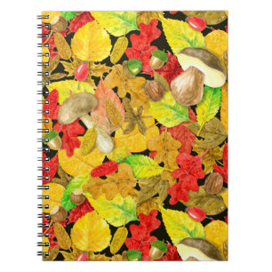Watercolor autumn pattern notebook
