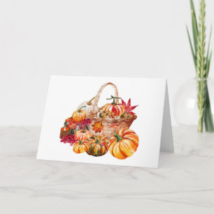 Watercolor Autumn Pumpkin Harvest Basket Card