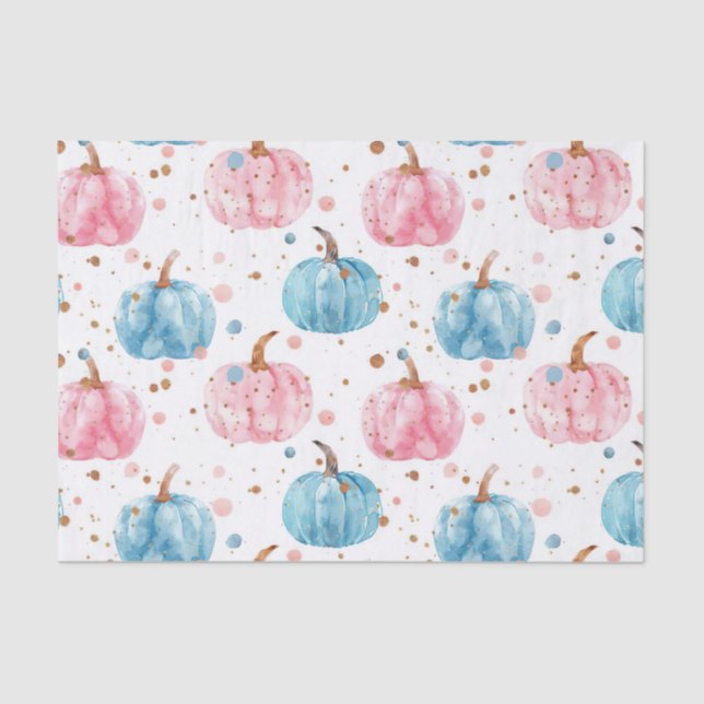 Watercolor Autumn Pumpkin Pattern Fall Decoupage Tissue Paper (Front)