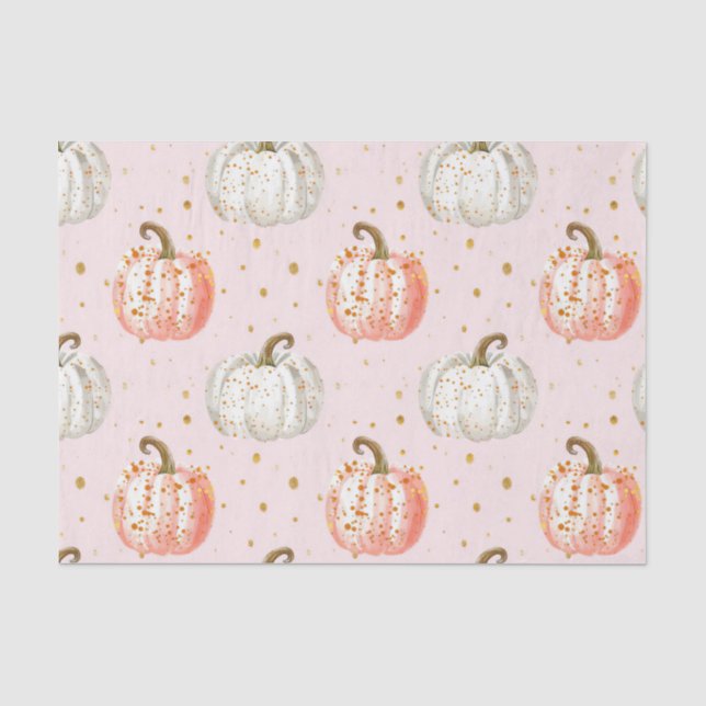 Watercolor Autumn Pumpkin Pattern Fall Decoupage Tissue Paper (Front)