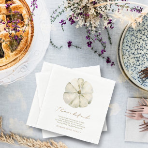 Watercolor Autumn Pumpkin Thankful Thanksgiving Napkin