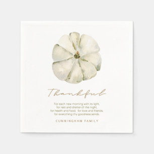 Watercolor Autumn Pumpkin Thankful Thanksgiving Napkin