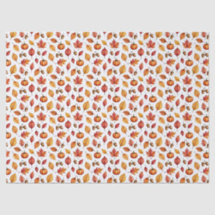 Watercolor Autumn Pumpkins and Fall Leaves  Tissue Paper