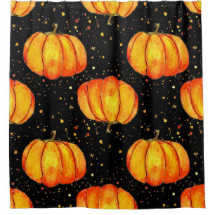 Watercolor autumn pumpkins, Halloween print Shower Curtain