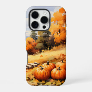 Watercolor Autumn Road Pumpkin Falling Leaves iPhone 16 Pro Case
