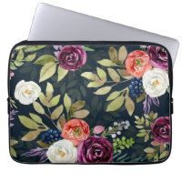 Watercolor Autumn Roses Pattern Laptop Sleeve